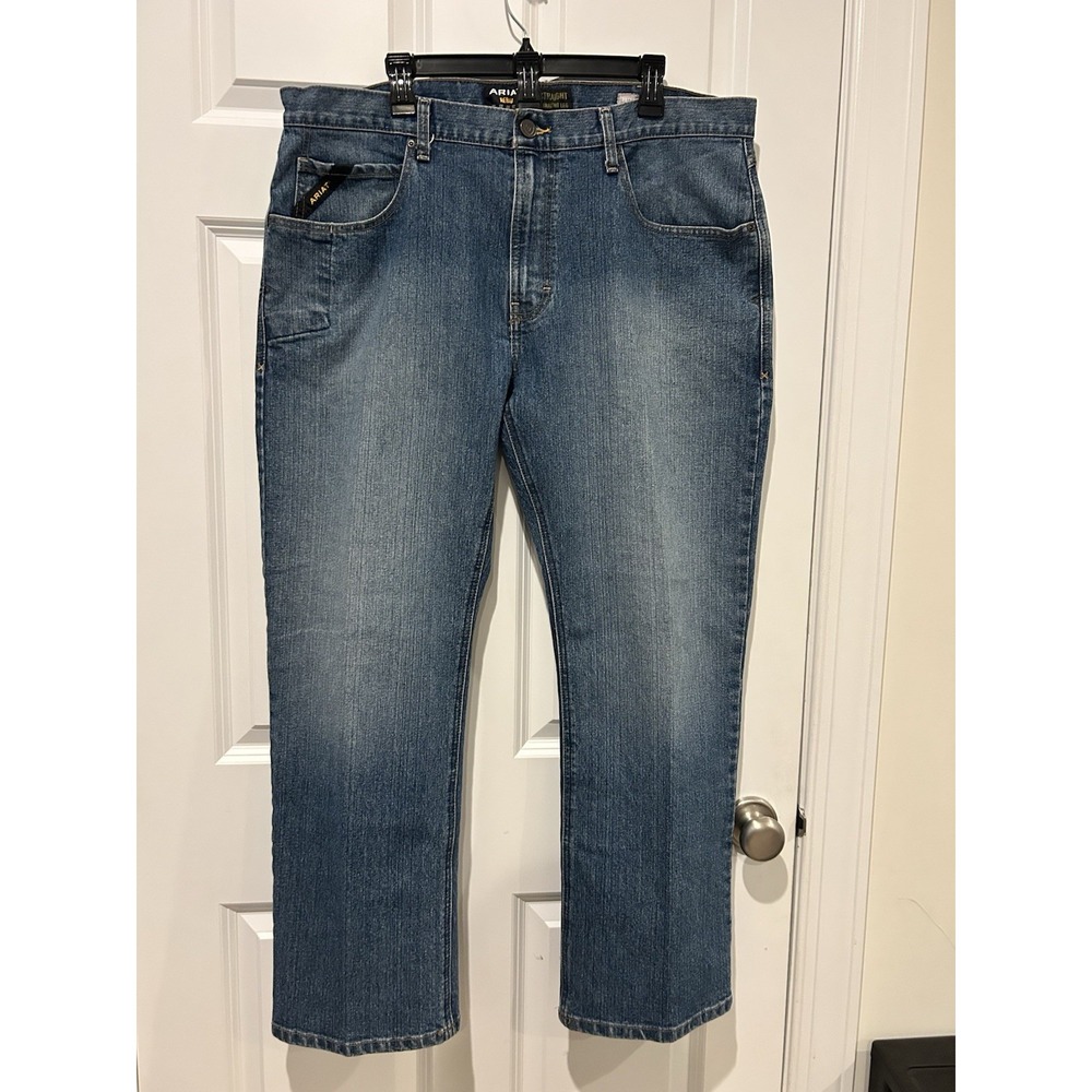 Ariat Rebar M5 Mens Blue Jeans 38x30 Slim Straight Leg Workwear Denim 10039288